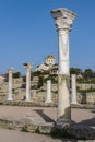 View of the ruins of the ancient Greek city of Chersonesos and  St. Vladimir Cathedral on the Crimean Peninsula Royalty Free Stock Photo