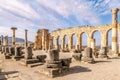 View at the ruins of Basilica building in ancient town Volubilis - Morocco Royalty Free Stock Photo