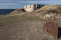 View at ruins of Beniguet bastion in Beg er Vachif peninsula in west of Houat island. French Brittany Royalty Free Stock Photo