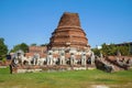 View of the ruins of the Buddhist stupa. Ayutthaya, Thailand