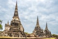 View at the ruins of Buddhist Temple Phra Si Sanphet in Ayutthaya, Thailand