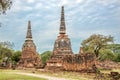 View at the ruins of Buddhist Temple Phra Si Sanphet in Ayutthaya, Thailand