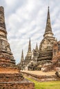 View at the ruins of Buddhist Temple Phra Si Sanphet in Ayutthaya, Thailand