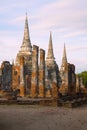 View of the ruins of the Buddhist temple of Wat Phra Sri Sanphet. Ayutthaya, Thailand Royalty Free Stock Photo