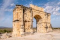 View at the ruins of Caracalla arch in ancient town Volubilis - Morocco Royalty Free Stock Photo