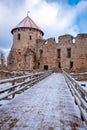 View of the ruins of the Cesis Castle. Latvia. The city of Cesis.