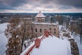 View of the ruins of the Cesis Castle. Latvia. The city of Cesis.