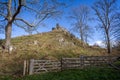 View of the ruins of Corfe Castle on top of Hill outside Corfe, Dorset, UK Royalty Free Stock Photo