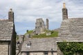 Corfe Castle Ruins and Village Royalty Free Stock Photo