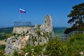 View of the ruins of Crni Kal fortress at Karst Edge in Primorska