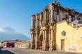 View at the ruins of El Carmen church in the streets of Antigua Guatemala Royalty Free Stock Photo