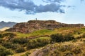 View of the ruins of the fortress of Puka Pukara in Cusco, Peru