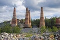View of the ruins of the furnaces of the marble and lime factory