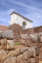 View of the ruins of the Inca temple of Chinchero in Cusco