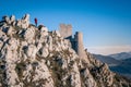 View of the ruins of the medieval castle of Rocca Calascio located in the vicinity of the Gran Sasso-symbols of Abruzzo