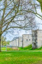 View of ruins of nazi sport stadium within the nsdap rally grounds in Nurnberg, Germany