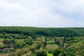 View of the ruins of the old-time viaduct, aqueduct, tourist route Podilsky Tovtra, Ukraine, Khmelnitsky region, Zubrivka village