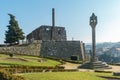 View at the ruins of Paco dos Condes in Barcelos. The town symbol is a rooster in Portuguese called Galo de Barcelos Rooster of