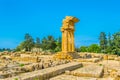 View of ruins of the temple of Castore and Polluce in the Valley of temples near Agrigento in Sicily, Italy Royalty Free Stock Photo