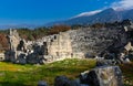 The ruins of an ancient Roman theater in Tlos, Turkey. Royalty Free Stock Photo