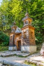 View at the Russian Chapel in mountains near Kranjska Gora town in Slovenia Royalty Free Stock Photo