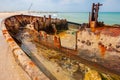 Rusty shipwreck on Habonim shore, Israel