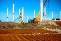 Pile of rusty reinforcing mesh, armature stacked temporarily Royalty Free Stock Photo