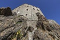 View of the Sacra of San Michele in Sant\'Ambrogio of Torino, Province of Turin, Piedmont, Italy Royalty Free Stock Photo