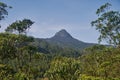 View of the sacred mountain Adam peak. Mount Sri Pada in Sri Lanka is a place of pilgrims from all over the world. Royalty Free Stock Photo