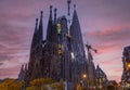 View of the Sagrada familia with the new star on the tower of the Virgin Mary