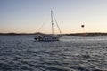 View of a sailboat, Aegean sea and landscape