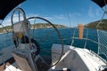 View from a sailboat helm