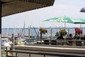 View of sailboats docked at the pier viewed from University of Kiel Sailing Center Royalty Free Stock Photo