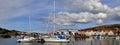 sailboats moored in the harbor in a small swedish town Royalty Free Stock Photo