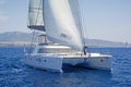 Sailing catamaran sail the Aegean sea Royalty Free Stock Photo