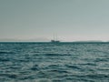 view of a sailing steamer boat at Bodrum Beach, Aegean sea - Bodrum, Mugla , Turkey