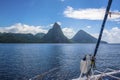 A view sailing towards the Pitons in St Lucia Royalty Free Stock Photo