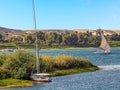 A view of sailing vessels on the river Nile in Egypt Royalty Free Stock Photo