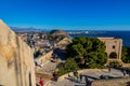 view from Saint Barbara's Castle in Alicante of the sea and the defensive wall