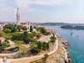 View of saint Euphemia church in Rovinj from the air