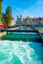 View of Saint Francis Xavier church at Swiss town Luzern Royalty Free Stock Photo