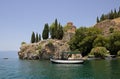 A view on Saint John church at Kaneo from the lake Royalty Free Stock Photo