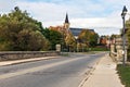 The Saint Joseph's Catholic Church and the bridge over lake Victoria in Stratford, Ontario