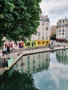 View of the Saint-Martin canal in the 10th district of Paris, France