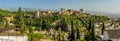 A view from Saint Nicholas Square, Granada, Spain towards the Alhambra Palace and the Sierra Nevada mountains Royalty Free Stock Photo