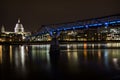Saint Paul`s Cathedral and Millenium Bridge view in London Royalty Free Stock Photo