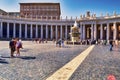 View of Saint Peter`s square with the ancient fountain - Vatican City Royalty Free Stock Photo