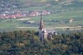 view on saint rochus chapel from hiking train to niederwald statue Royalty Free Stock Photo