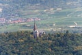 view on saint rochus chapel from hiking train to niederwald statue Royalty Free Stock Photo