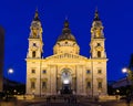 Saint Stephen Basilica lit at night, Budapest, Hungary Royalty Free Stock Photo